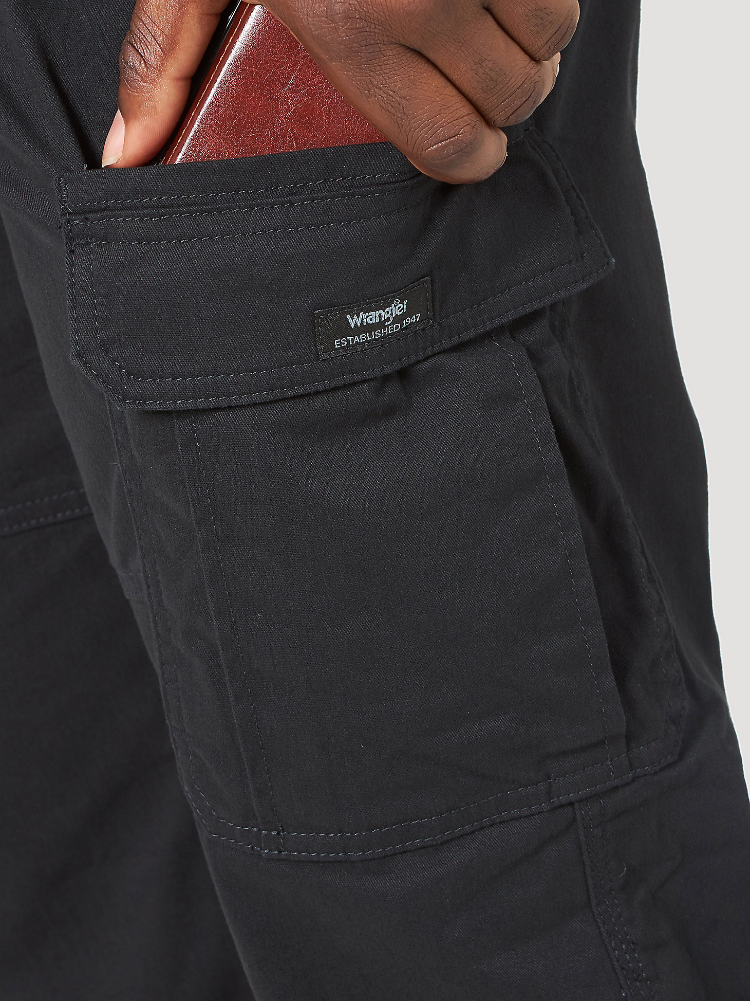 Wrangler® Men's Five Star Premium Relaxed Fit Flex Cargo Pant in Black alternative view 5