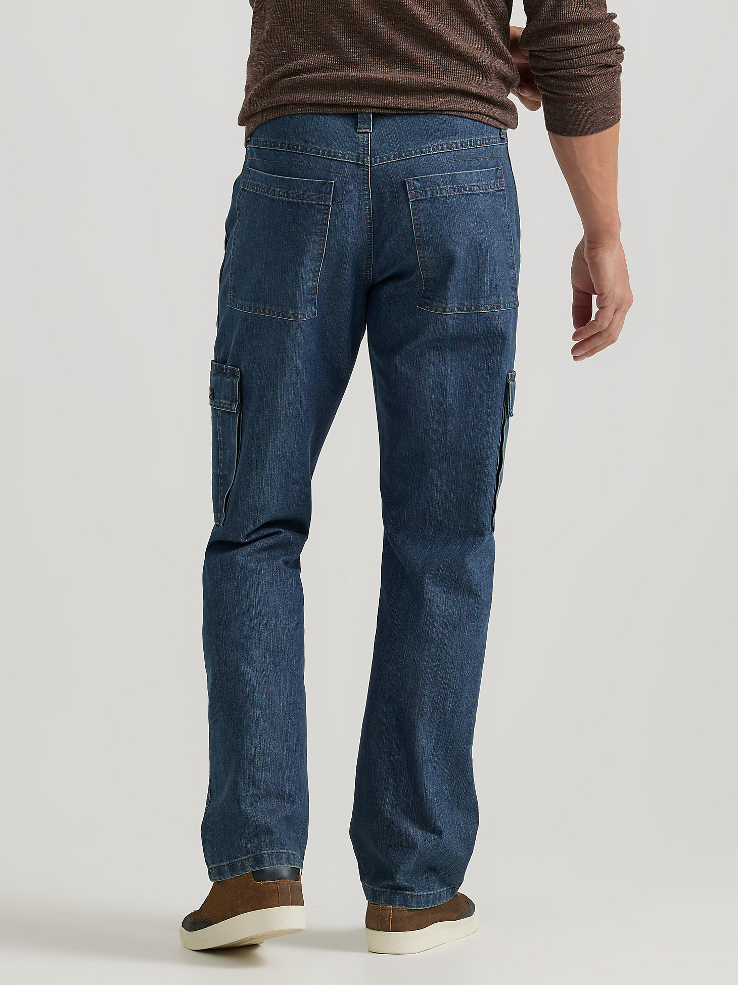 Wrangler® Denim Loose Fit Cargo Jean in Medium Stonewash Denim alternative view 1
