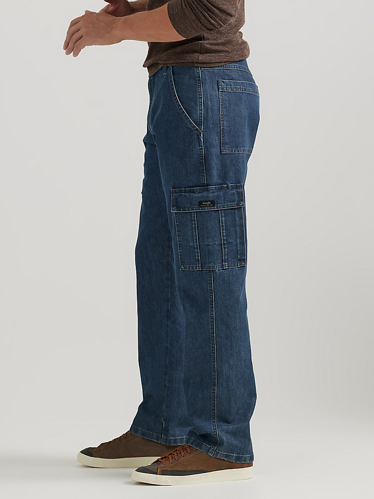 Wrangler® Denim Loose Fit Cargo Jean in Medium Stonewash Denim alternative view 4