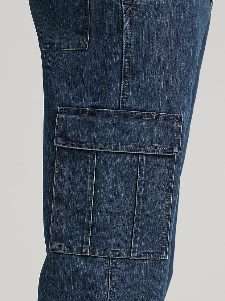 Wrangler® Denim Loose Fit Cargo Jean in Medium Stonewash Denim alternative view 6