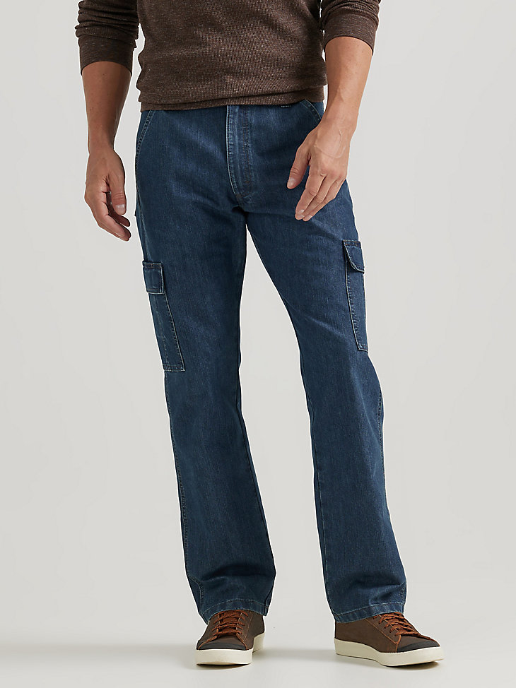 Wrangler® Denim Loose Fit Cargo Jean in Medium Stonewash Denim main view