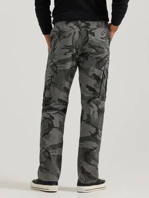 Wrangler® Men's Comfort Flex Waist Cargo Pant in Anthracite Camo