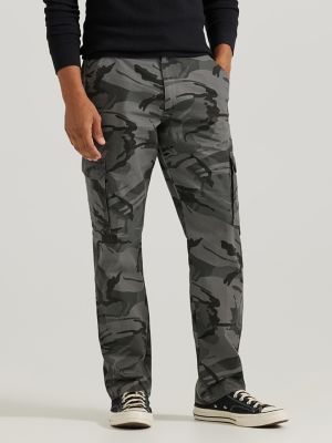 Wrangler® Men's Comfort Flex Waist Cargo Pant in Anthracite Camo