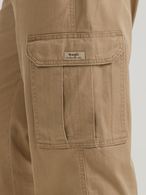 Men's Wrangler Cargo Pants w/ Stretch Khaki Relaxed Fit Tech