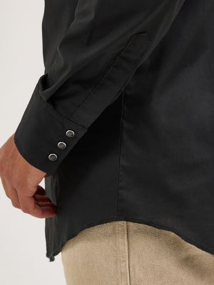 Wrangler&reg; Western Snap Shirt - Long Sleeve Solid Broadcloth in Black