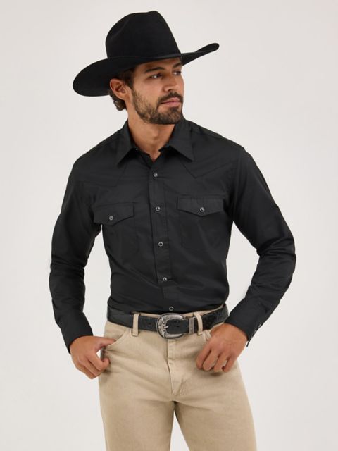 Детские рубашки Wrangler Long Sleeve Solid Broadcloth Western Snap Shirt