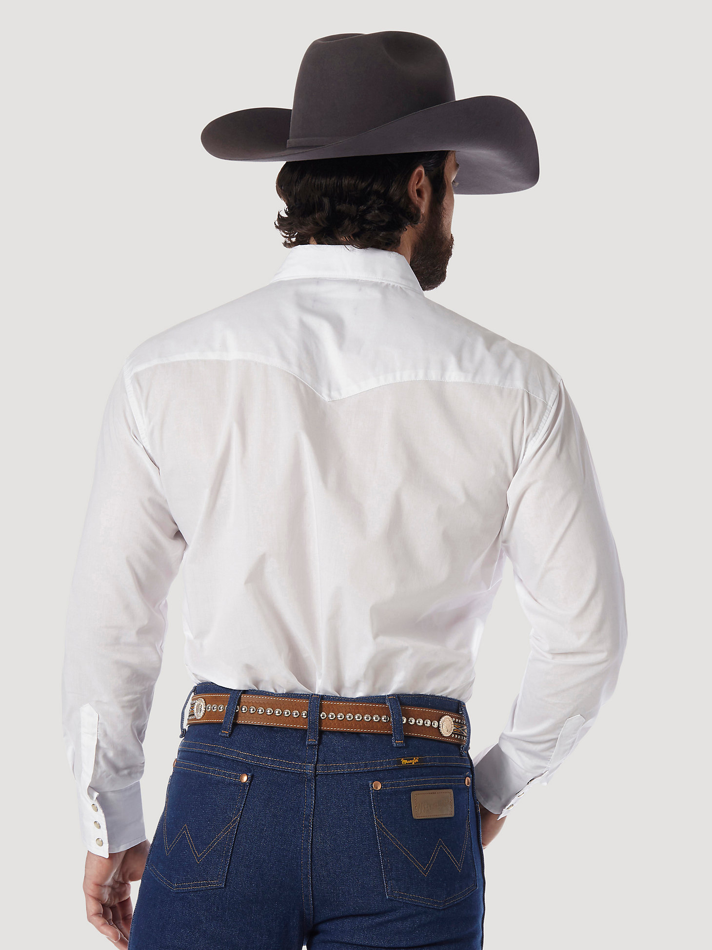 Wrangler® Western Snap Shirt - Long Sleeve Solid Broadcloth in White alternative view 1