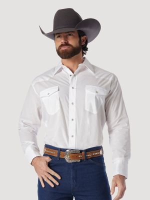 Wrangler® Western Snap Shirt - Long Sleeve Solid Broadcloth | Mens ...