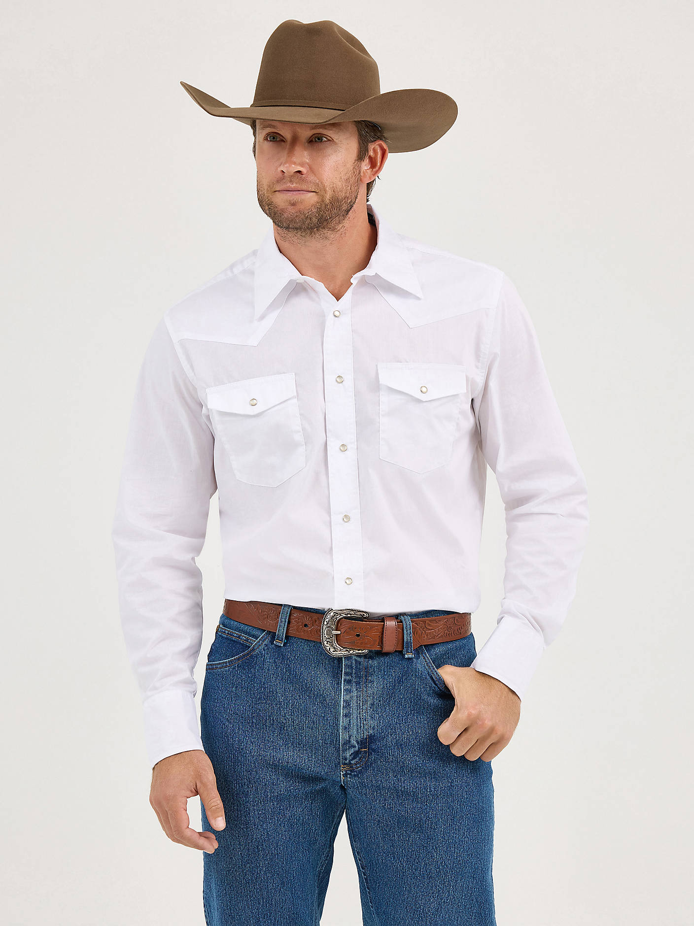 wrangler dress shirts Mens Spring Green Paisley Button Down Western Shirt 112359434 Russell's Western Wear, Inc western front and back yoke with two snap pockets on the chest and tan stitching make this shirt all western. Wrangler Men's Long Sleeve Western