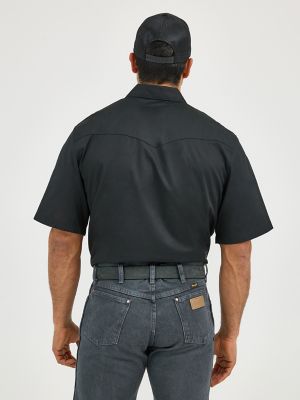 Men's Wrangler® Short Sleeve Solid Western Snap Sport Shirt