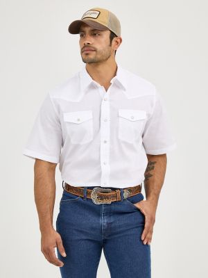 Men's Wrangler® Short Sleeve Solid Western Snap Sport Shirt