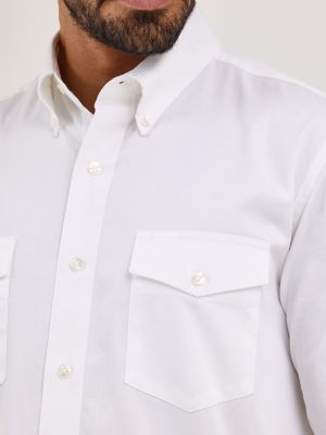 Painted Desert® Long Sleeve Button Down Lightweight Solid Twill Shirt in White alternative view 3