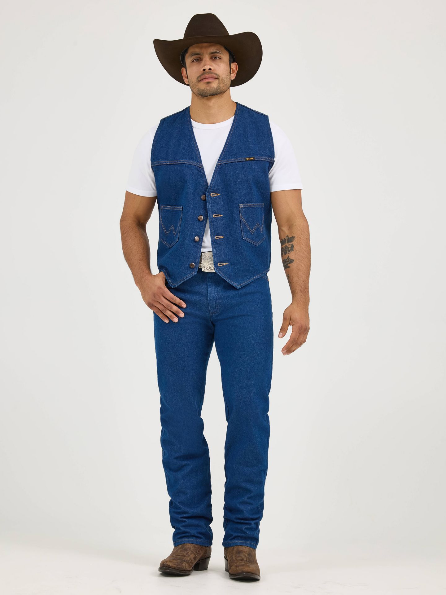 Мужской жилет Wrangler Unlined Denim, цвет: Prewashed — фото 2