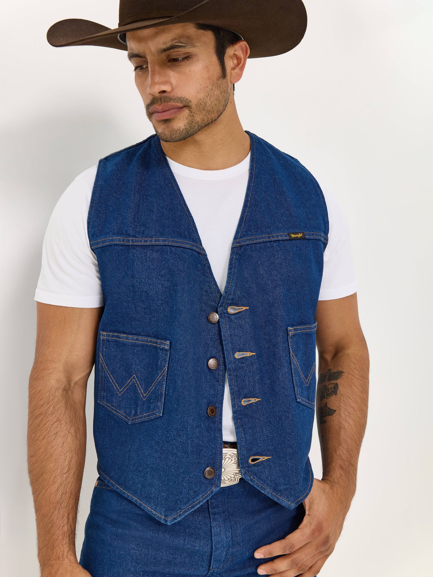 Мужской жилет Wrangler Unlined Denim, цвет: Prewashed — фото 3