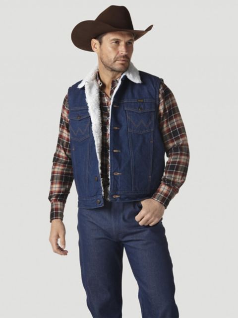 Мужские жилеты Wrangler Sherpa Lined Denim Vest - Prewashed