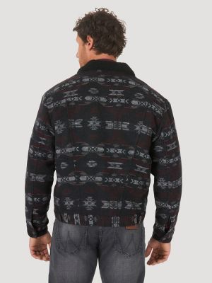 Sherpa Lined Jacquard Print Jacket 