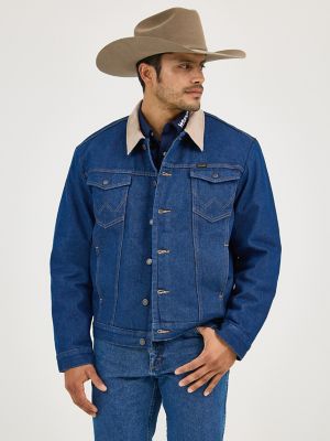 Men's Wrangler® Blanket Lined Corduroy Collar Denim Jacket in Prewashed Indigo