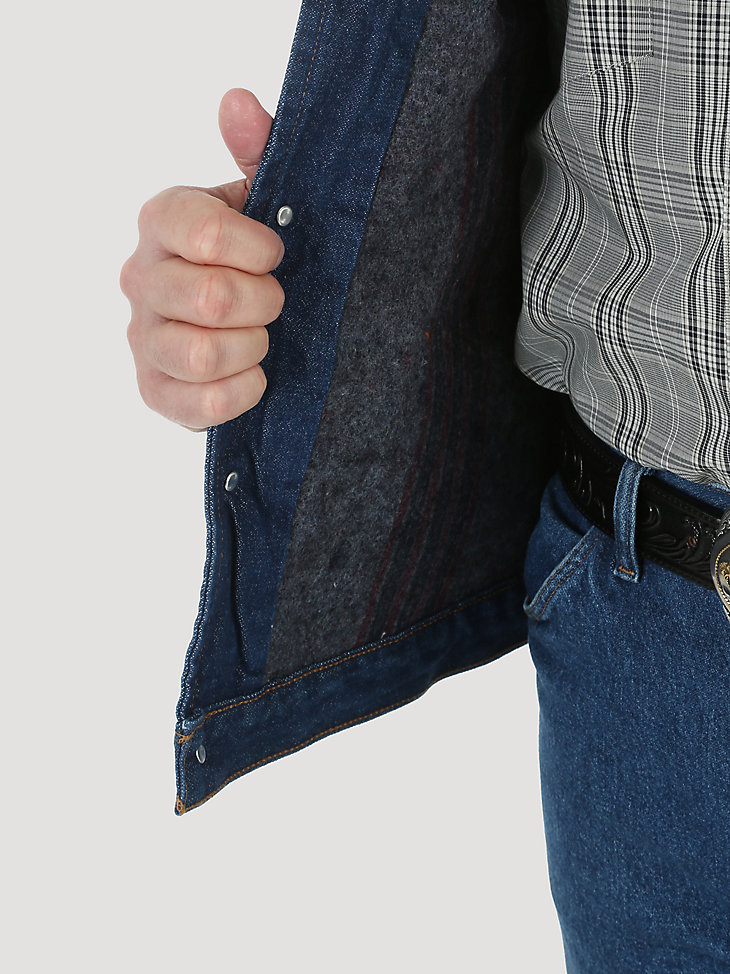 Men's Wrangler® Blanket Lined Corduroy Collar Denim Jacket in Prewashed Indigo alternative view 4