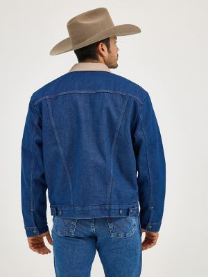 Men's Wrangler® Blanket Lined Corduroy Collar Denim Jacket in Prewashed Indigo