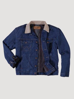 Men's Wrangler® Blanket Lined Corduroy Collar Denim Jacket in Prewashed  Indigo