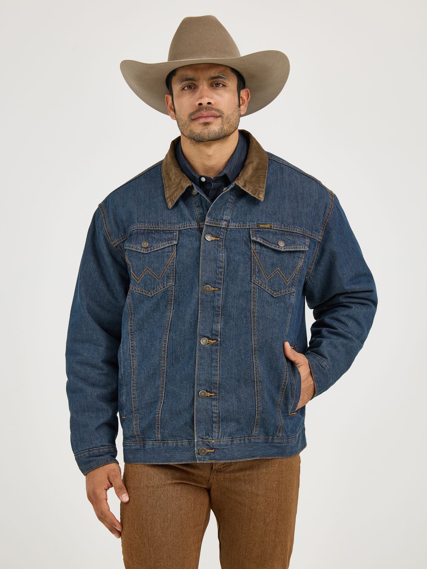 Мужская куртка Wrangler Blanket Lined Denim Jacket, цвет: Rustic — фото 2