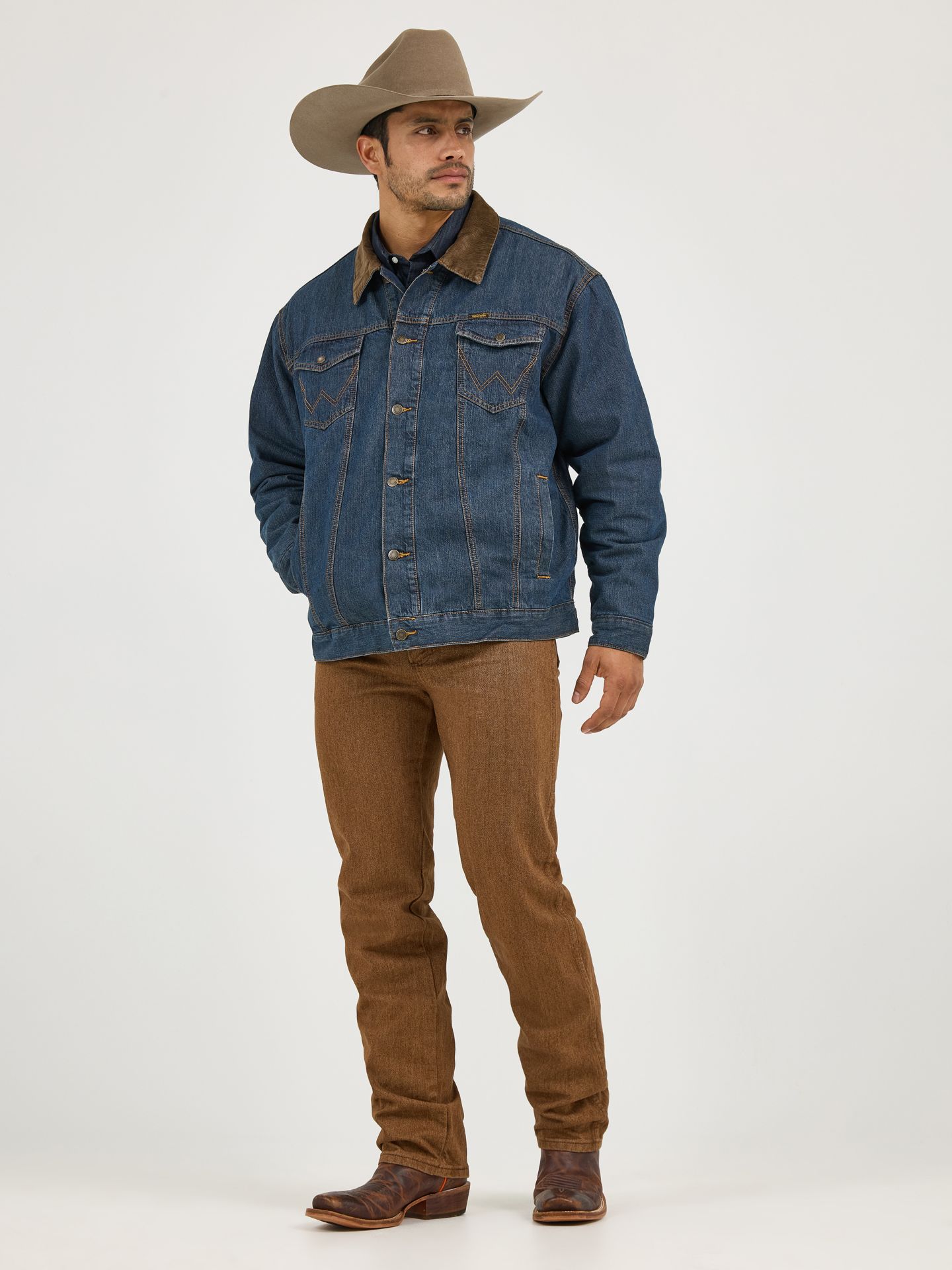 Мужская куртка Wrangler Blanket Lined Denim Jacket, цвет: Rustic — фото 3