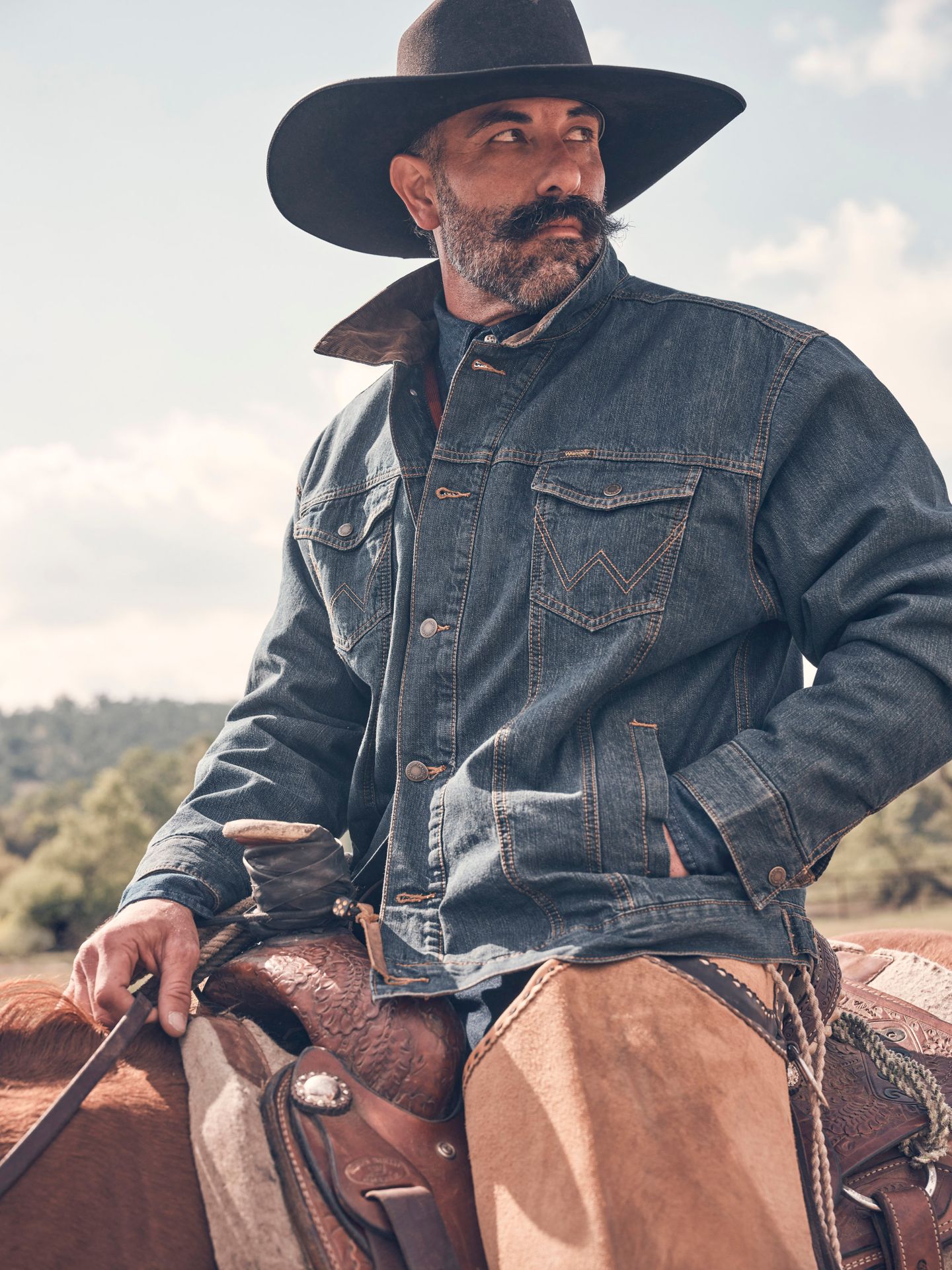 Мужская куртка Wrangler Blanket Lined Denim Jacket, цвет: Rustic — фото 1