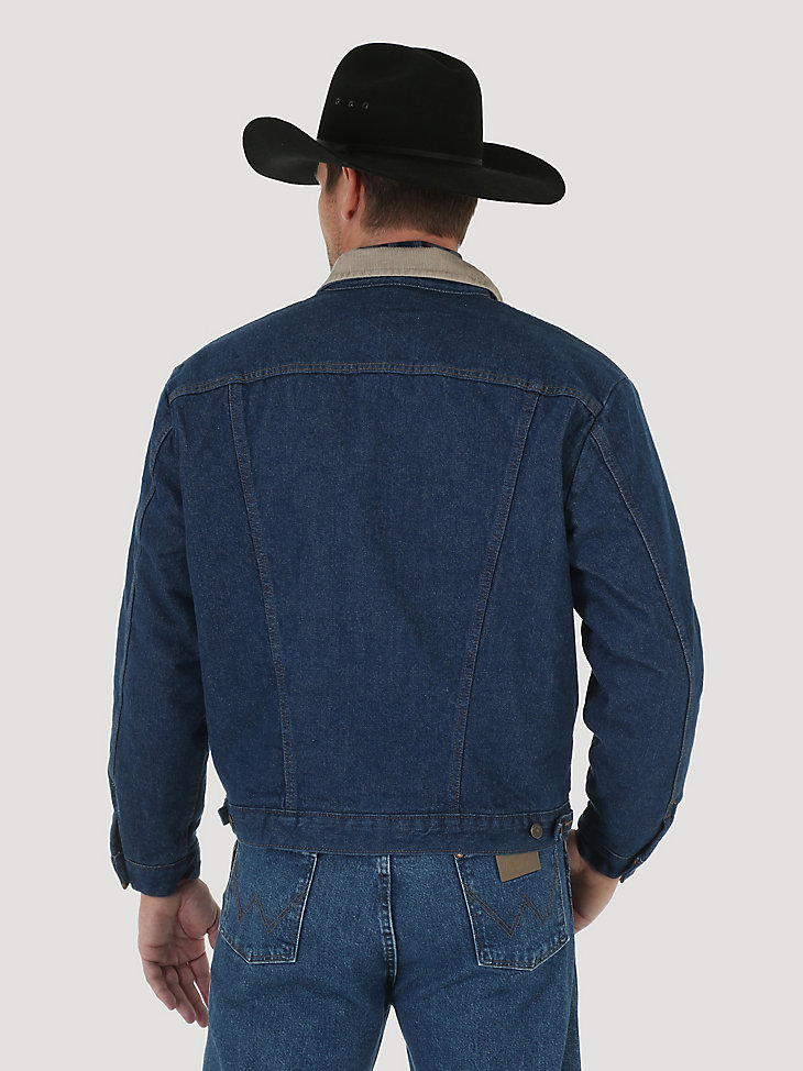 Men's Wrangler® Blanket Lined Corduroy Collar Denim Jacket (Big & Tall) in Prewashed Indigo alternative view