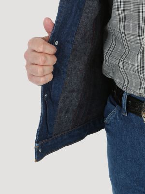 Men's Wrangler® Blanket Lined Corduroy Collar Denim Jacket (Big & Tall) in Prewashed Indigo