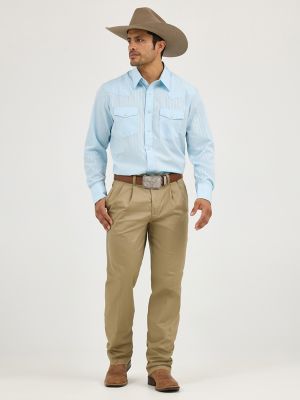 Wrangler® Western Long Sleeve Western Snap Dobby Stripe Shirt in Blue alternative view