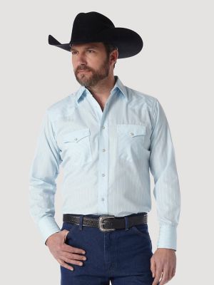 Wrangler® Western Long Sleeve Western Snap Dobby Stripe Shirt