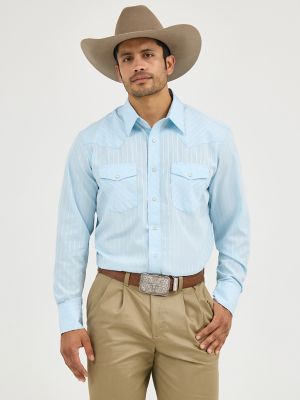 Wrangler® Western Long Sleeve Western Snap Dobby Stripe Shirt