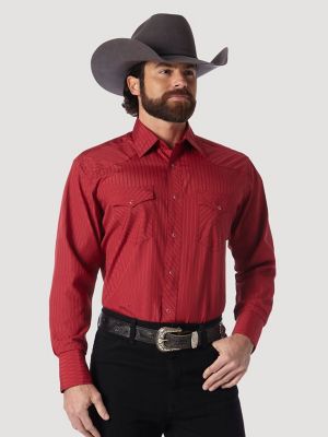 Wrangler® Western Long Sleeve Western Snap Dobby Stripe Shirt | Men's ...