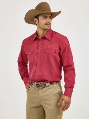 Wrangler® Western Long Sleeve Western Snap Dobby Stripe Shirt | Mens ...