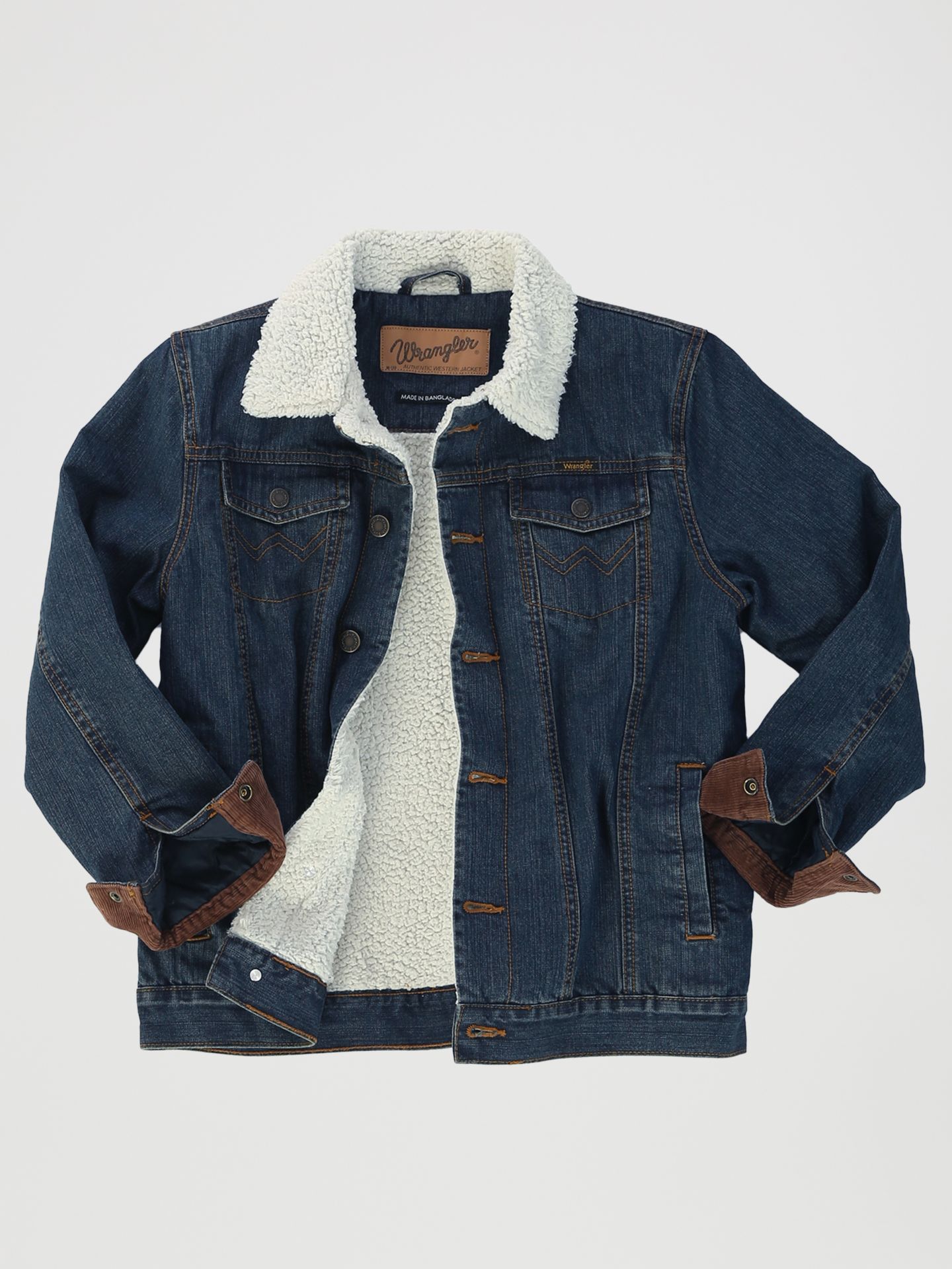 Куртка Wrangler® Western Styled Sherpa Lined Denim Jacket Rustic для мальчиков, цвет: Синий — фото 2