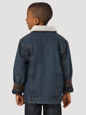 Boy s Wrangler Western Styled Sherpa Lined Denim Jacket Rustic