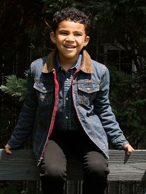 Boy’s Wrangler® Blanket Lined Denim Jacket in Rustic Blue