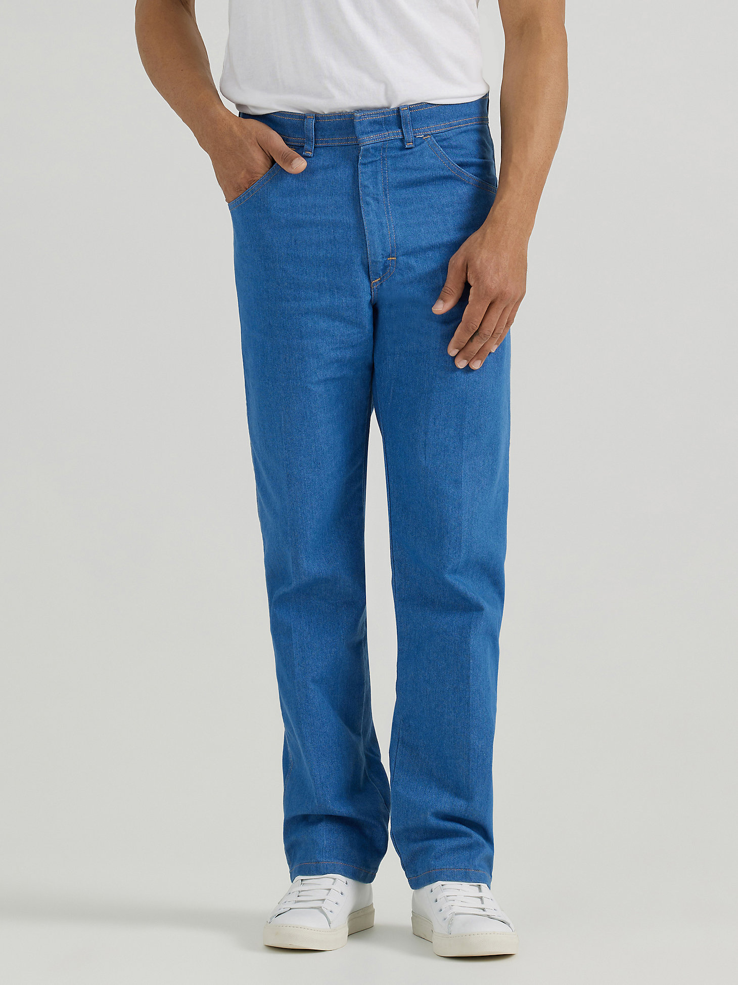 Wrangler® Men's Five Star Premium Regular Flex Fit Jean in Light Blue main view