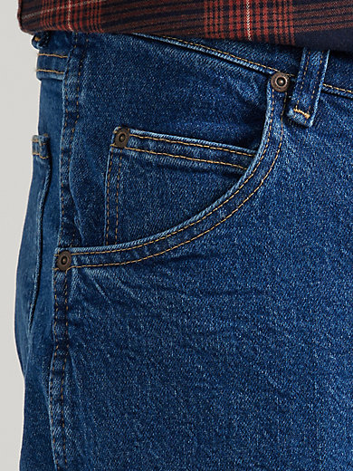 Wrangler Dark Blue Men's Comfort Flex Waistband Slim Straight Leg Denim Jeans 