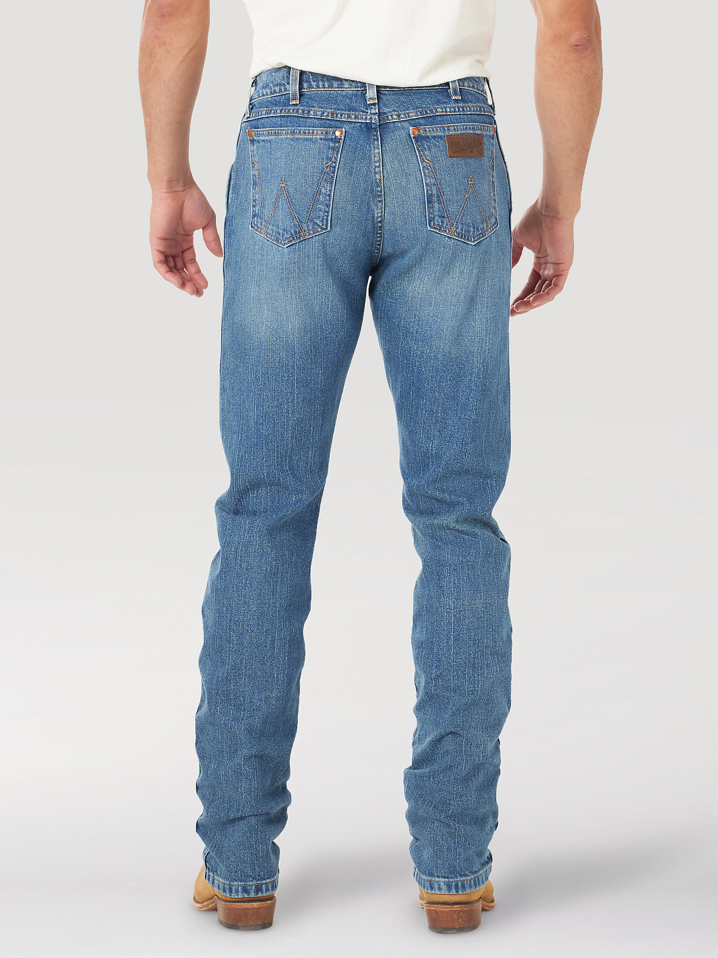 Men's Wrangler Rooted Collection™ Slim Fit Straight Leg Jean with Texas Cotton in Blue alternative view 3