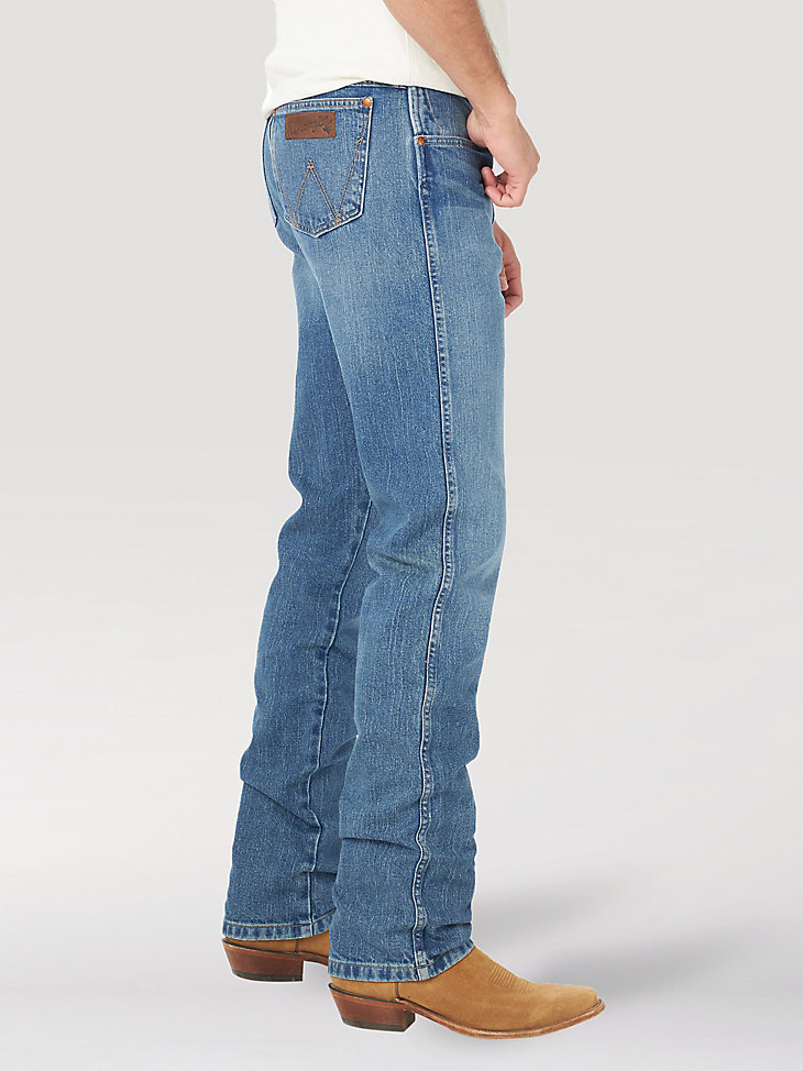 Men's Wrangler Rooted Collection™ Slim Fit Straight Leg Jean with Texas Cotton in Blue alternative view 2