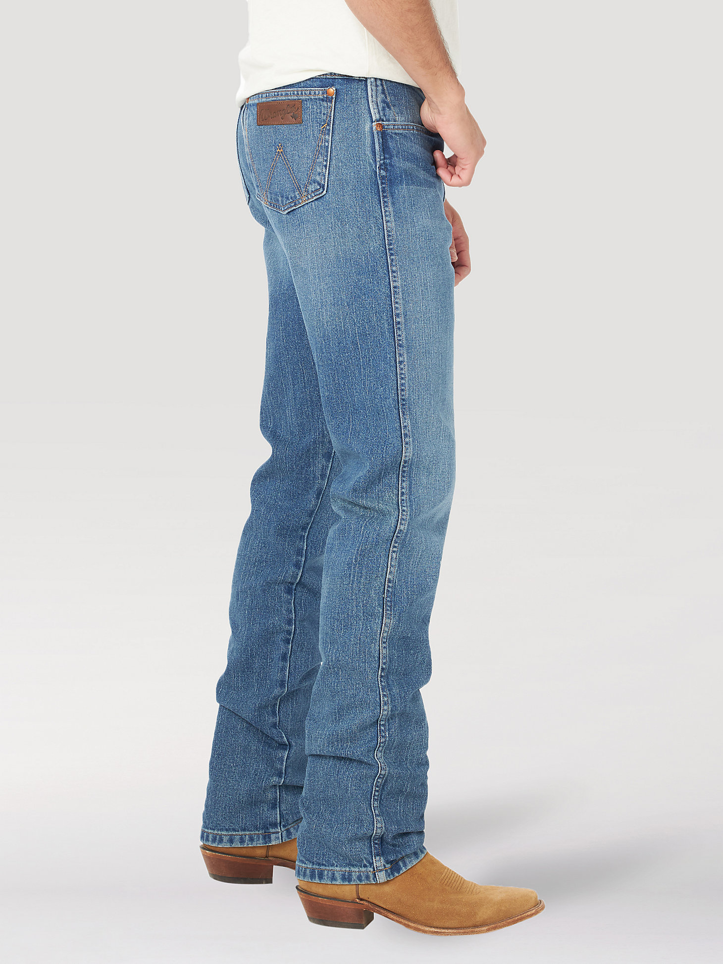 Men's Wrangler Rooted Collection™ Slim Fit Straight Leg Jean with Texas Cotton in Blue alternative view 2