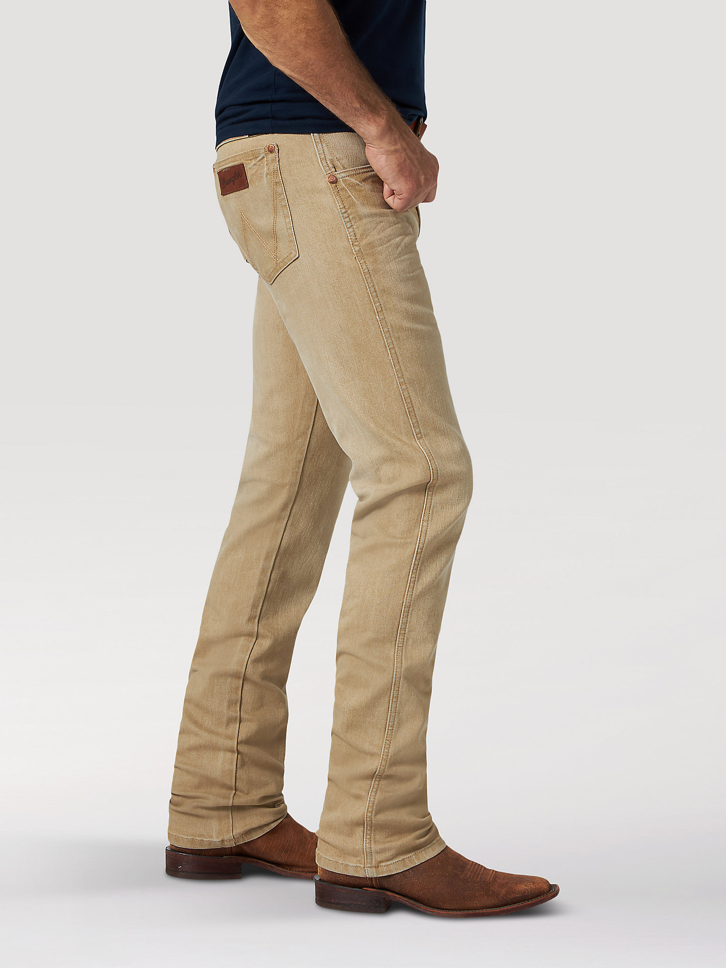 Men's Wrangler Retro® Premium Slim Fit Straight Leg Jean in Tan alternative view 1