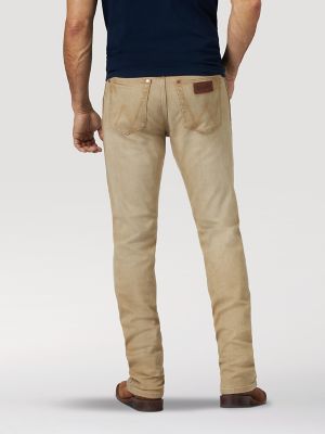 Men's Wrangler Retro® Premium Slim Fit Straight Leg Jean in Tan