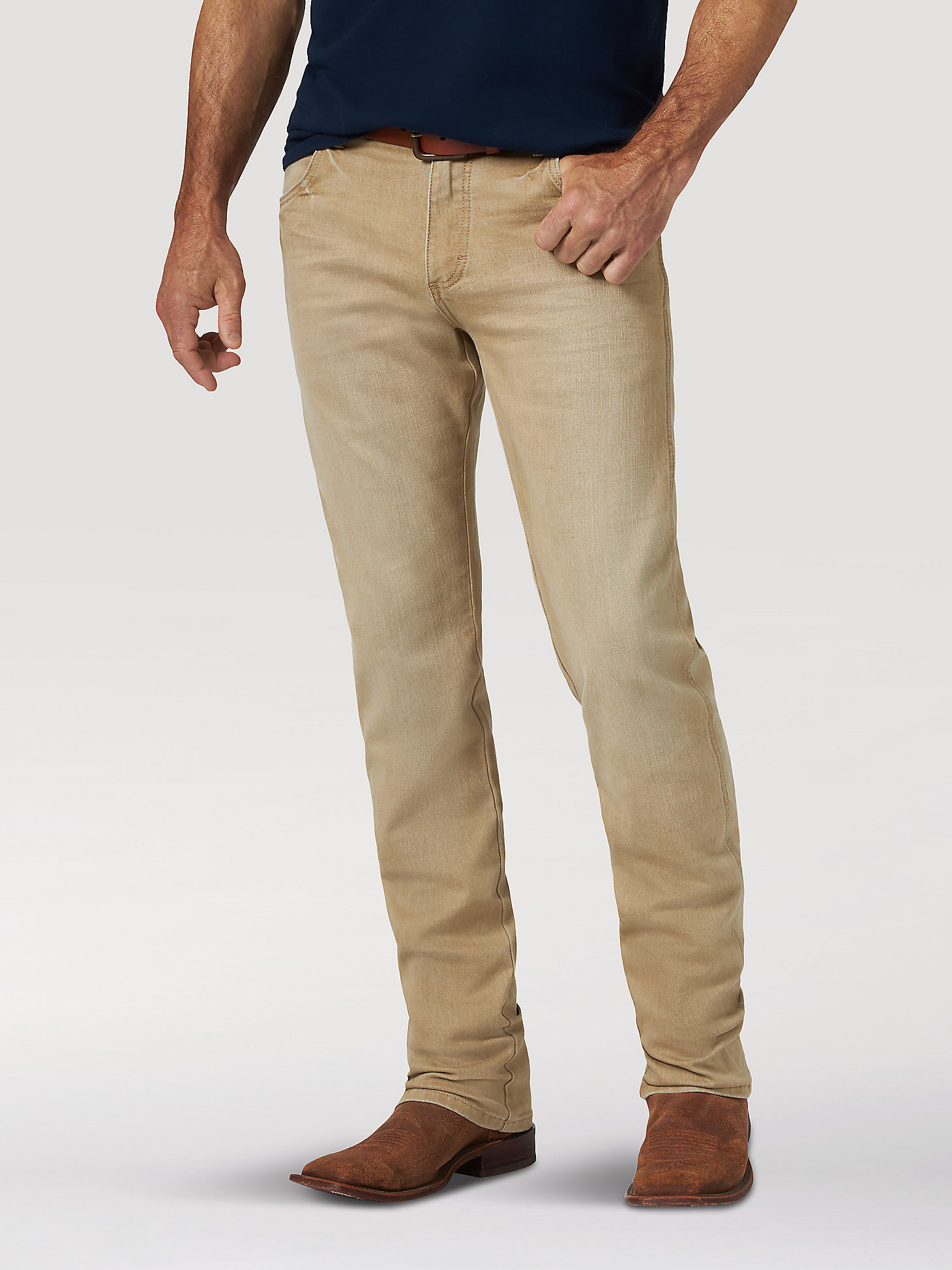 Men's Wrangler Retro® Premium Slim Fit Straight Leg Jean in Tan main view