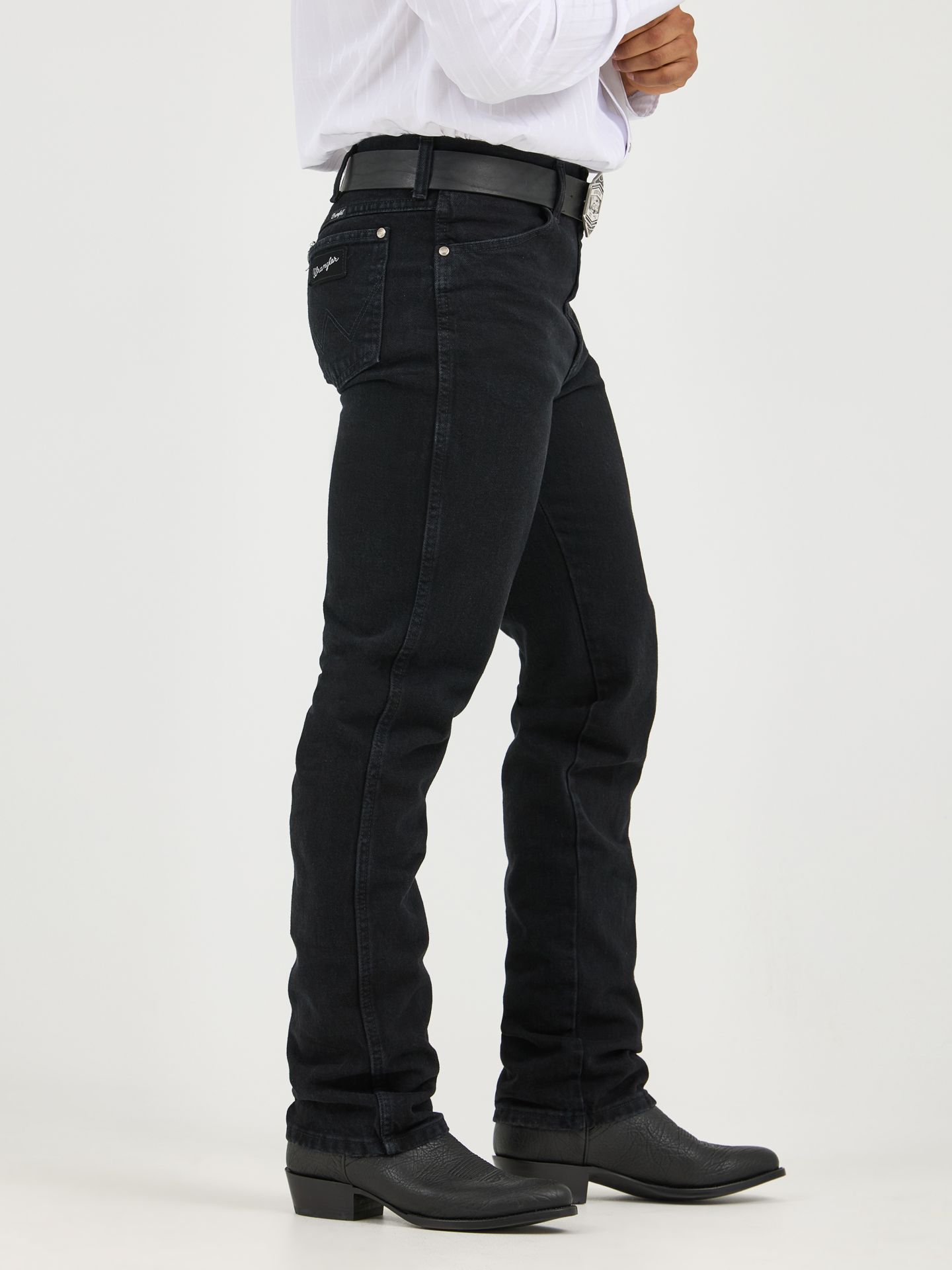 Мужские джинсы Wrangler Cowboy Cut® Silver Edition Slim Fit Jean, цвет: Чёрный — фото 4