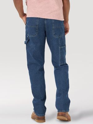 Men's Carpenter Work Jeans Hammer Loop Relaxed Fit Casual Cotton Denim  Pants (Blue, 40x30)