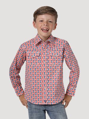 Boy's Wrangler® 20X® Advanced Comfort Western Snap Print