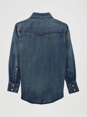 Boy's Cowboy Cut® Long Sleeve Work Western Denim Snap Shirt