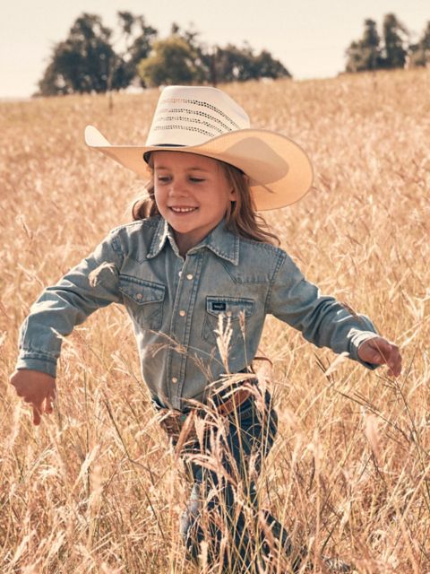 Детская рубашка Wrangler Cowboy Cut® Western Snap, цвет: Джинсовый